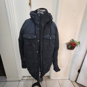 Divided  db supply quality thick winter jacket navy hooded Med